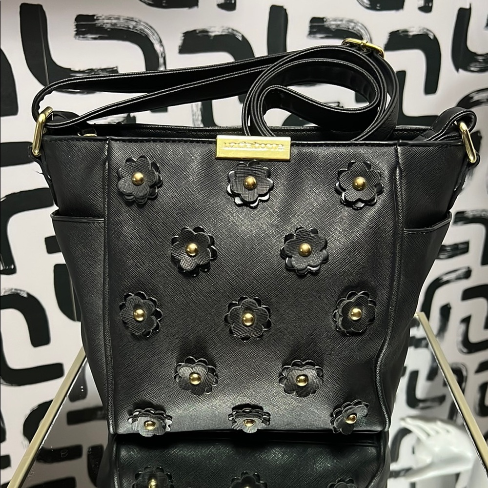 Liz Claiborne Black Crossbody Bag with Gold Accents